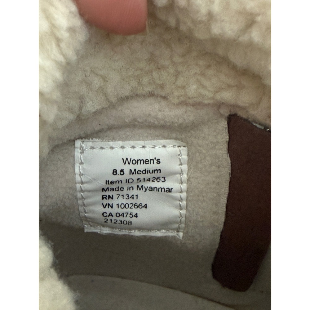 LL Bean Womens Rugged Cozy Boots Leather Mid Brown Sherpa Lined Sz 8.5M Winter - Picture 10 of 11